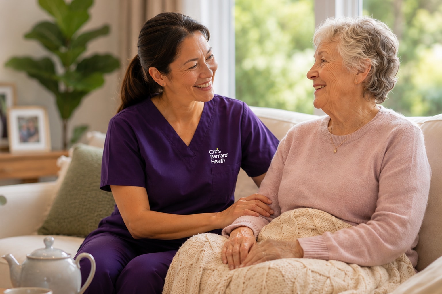 Nurse providing in-home palliative care